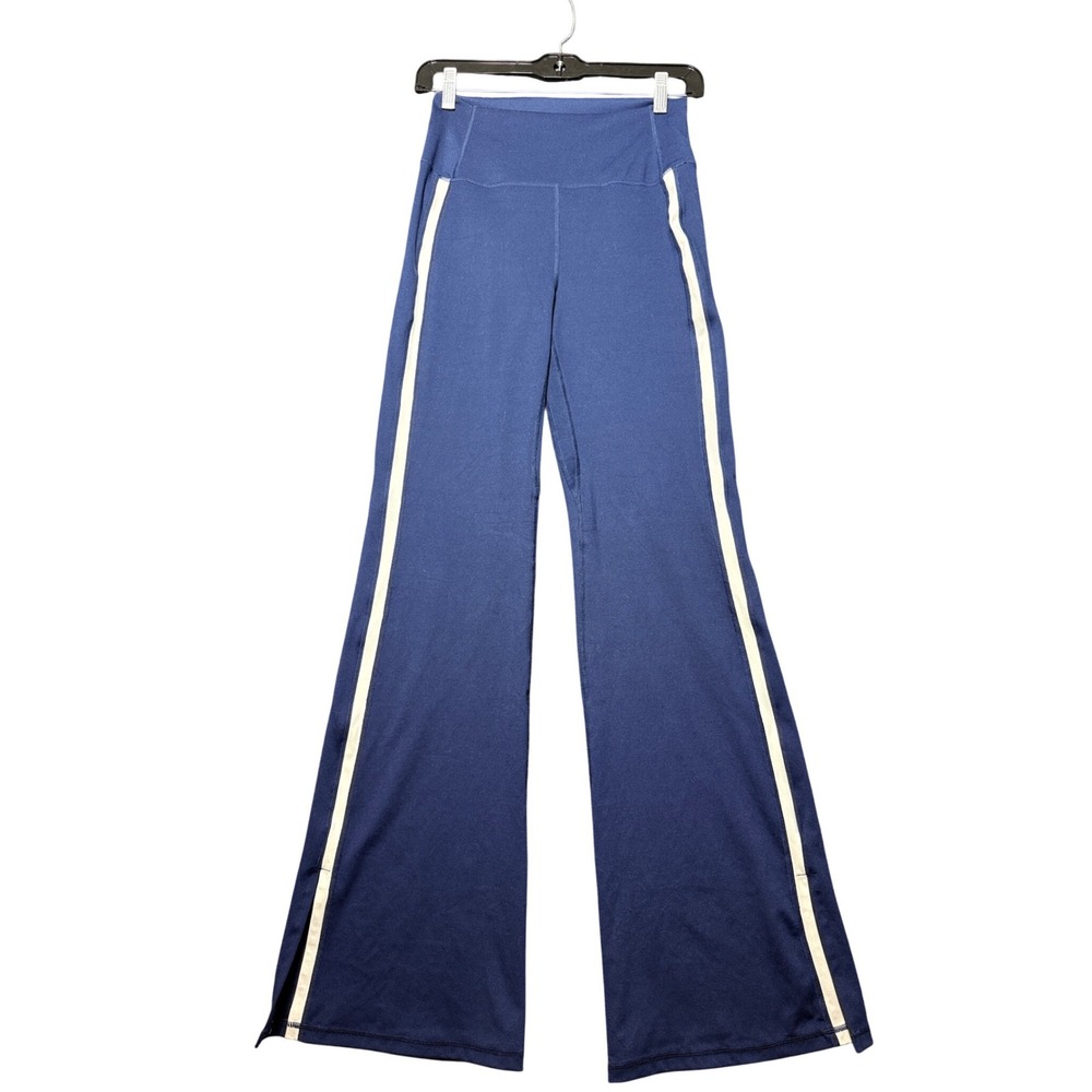 J.Crew Active Flare Leggings Women‎ S Blue Excellent Side Stripe Split Hem